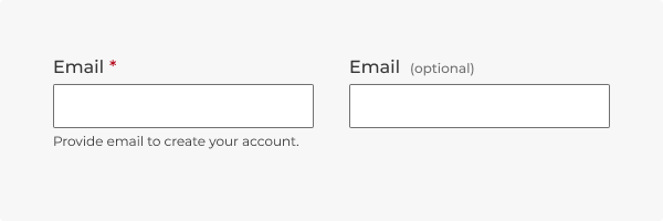 Email fields with proper required and optional formatting, as described in the caption.